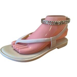 MELISSA/CAMILA COUTINHO CREAM THONG STYLE ANKLE STRAP JELLYS NWOT 8